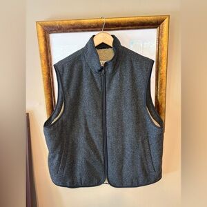 Men’s L.L. Bean Reversible Sherpa Vest Gray and Cream Sz